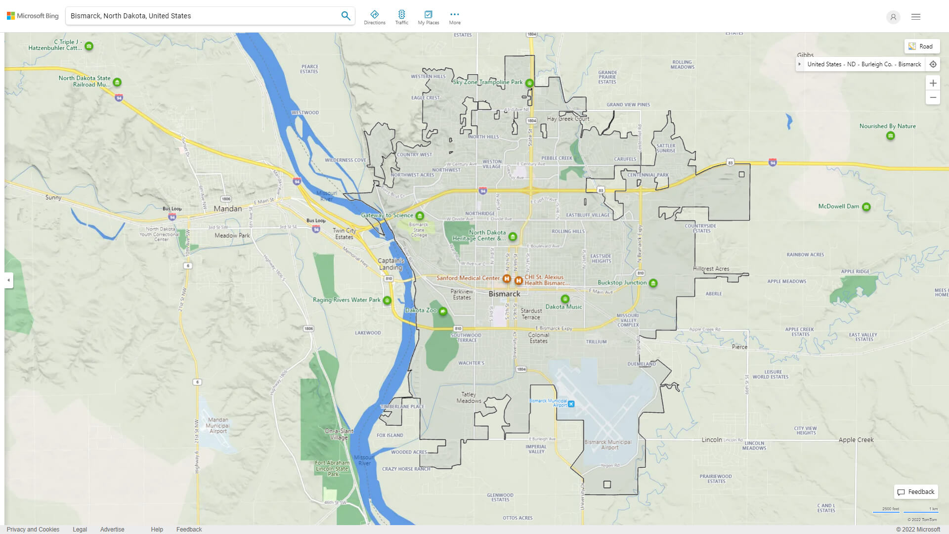 Bismarck Detailed Map